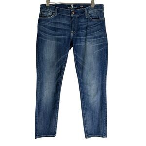 7 For All Mankind Jeans Womens 30 Roxanne Crop Straight Leg Dark Wash Blue
